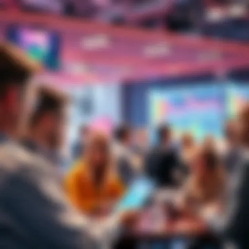 Trading Discussion People discussing trading strategies and sharing tips in a lively forum setting