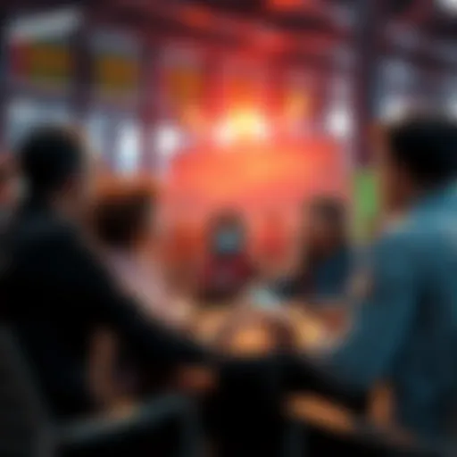 People engaging in a discussion about trading strategies and daily events.