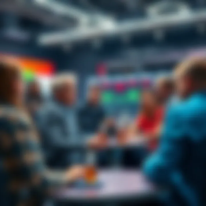 A group of people engaged in a live chat about trading strategies and ideas in a forum setting