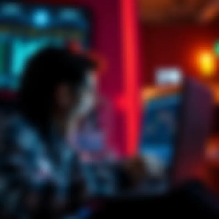 A person looking at a laptop screen with cryptocurrency charts, showing excitement after trading Dogecoin for a new investment.