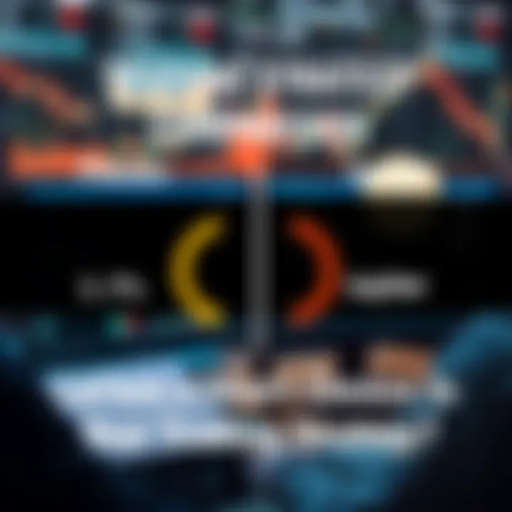 A graphic showing a comparison of trading platforms with Photon and Jupiter highlighted, featuring a percentage fee symbol, and a person analyzing charts on a computer screen.