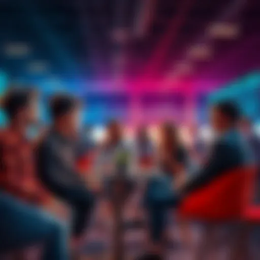 People discussing trading strategies and market events in a casual setting.