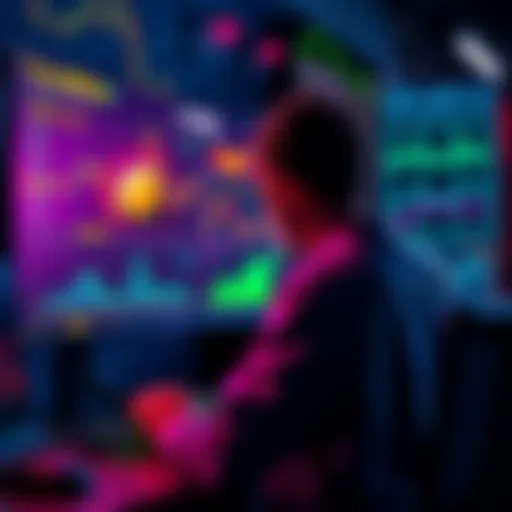 A person analyzing memecoins on a computer screen with graphs and charts