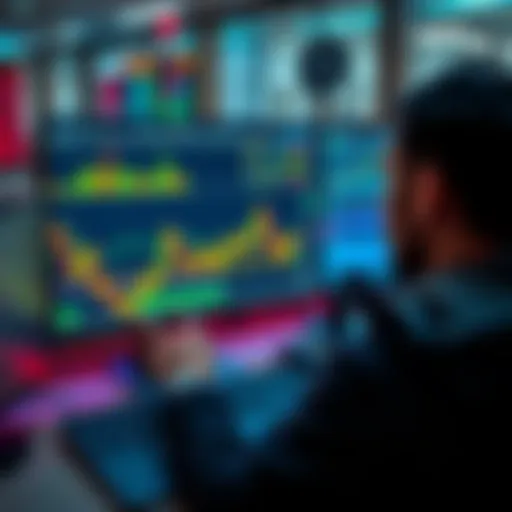 Trading Platform Overview A person analyzing trading options on a computer screen with graphs and charts displayed
