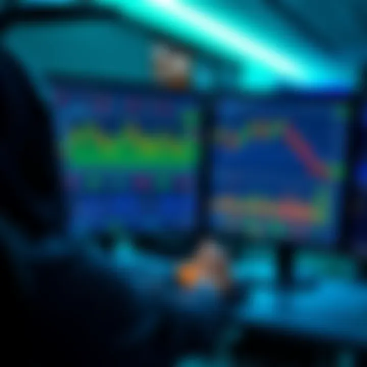 A person using a trading simulator on a computer screen with historical market data being replayed.
