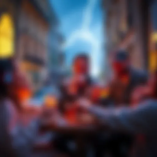 Four people in Europe exchange 15,000 satoshis using the Lightning Network, celebrating with coffee in El Salvador.