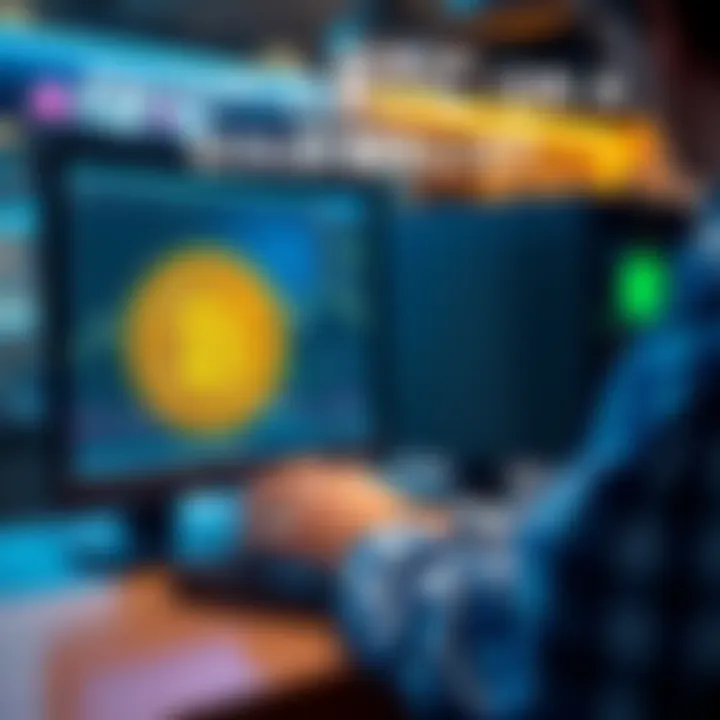 A person using a computer to transfer Bitcoin from a centralized exchange to a cold wallet, illustrating privacy and security in cryptocurrency transactions.