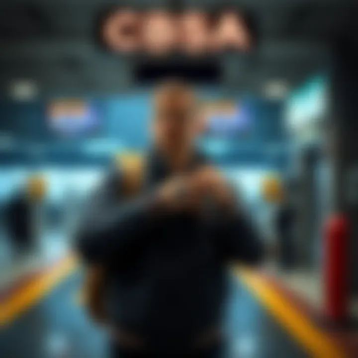 A traveler standing at a customs checkpoint holding a watch, looking concerned after a seizure by CBSA, with a uniformed officer in the background.