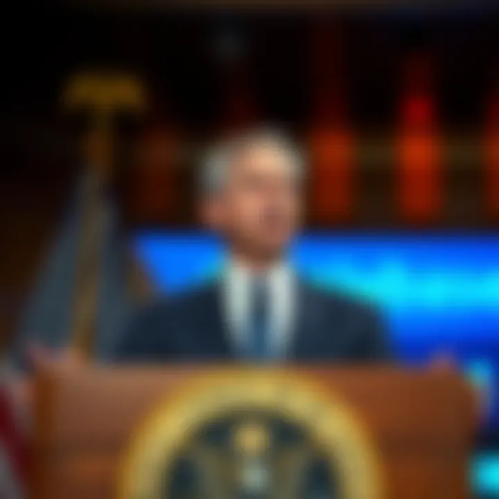 Treasury Secretary Bessent addressing concerns about Coinbase's impact on cryptocurrency legislation at a podium
