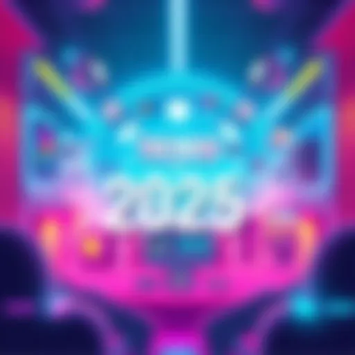 A vibrant graphic showcasing popular trends of 2025, featuring modern designs and technology.