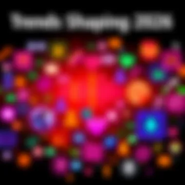 A collage of icons representing technology, health, and sustainability trends for 2026.