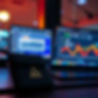A Trezor hardware wallet next to a computer screen displaying the Exodus wallet interface, showing a recovery process.