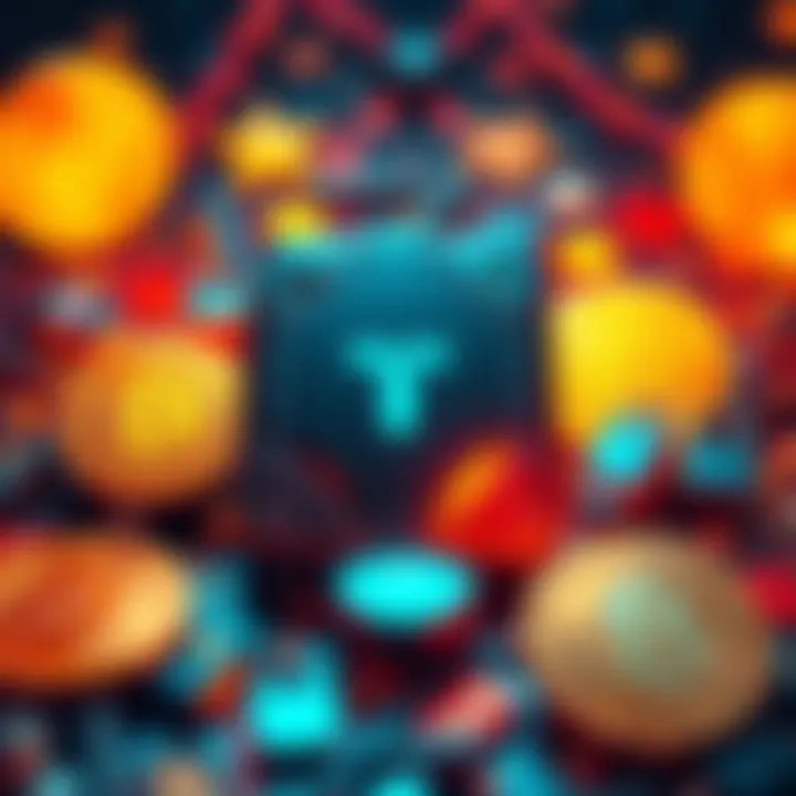 A Trezor Model T hardware wallet surrounded by Bitcoin symbols and security elements