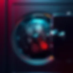 Trezor Wallet in a Safe A Trezor cryptocurrency wallet placed securely inside a locked safe with a combination lock