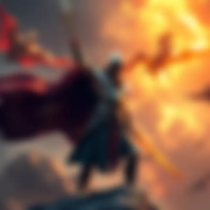 A determined warrior stands victorious after defeating a strong opponent, symbolizing triumph and strategy.