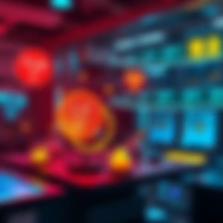 A representation of a digital marketplace for TRON energy transactions with symbols of buying, selling, and renting