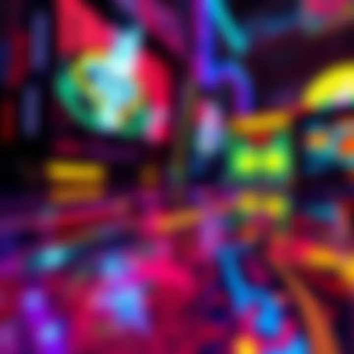 A close-up view of a Tron-themed pinball machine featuring bright neon colors and iconic graphics from the Tron franchise.