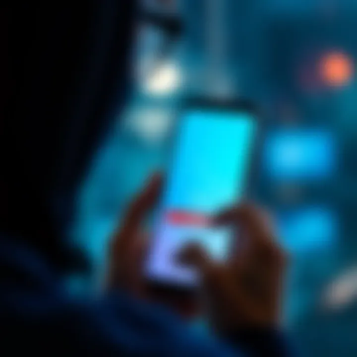 A person looking at their Android phone with the Revolut app open, showing a loading screen, while troubleshooting issues.