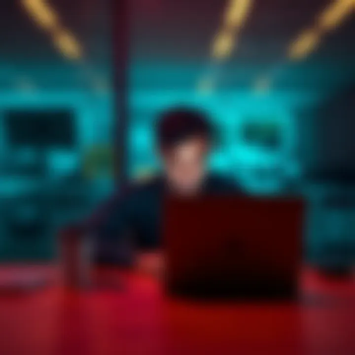 A person sitting at a desk with a laptop, looking frustrated while trying to solve App Studio access problems