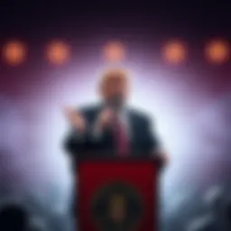 Donald Trump at a podium making a speech about his plans for 2026.