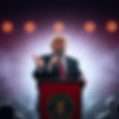Donald Trump at a podium making a speech about his plans for 2026.