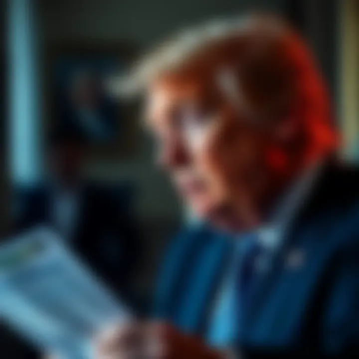 Donald Trump looking concerned with financial documents about UAE investment in view