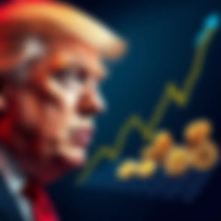 President Trump with a graph showing rising crypto investments for retirement accounts