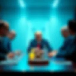 Trump Meeting with Crypto Leaders President Trump sits at a table with leaders from Coinbase and Ripple discussing cryptocurrency regulations.