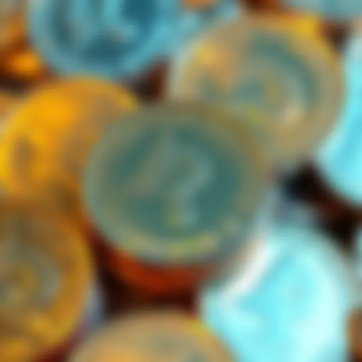 A close-up of multiple Trump coins with a question mark, symbolizing doubts about their legitimacy.