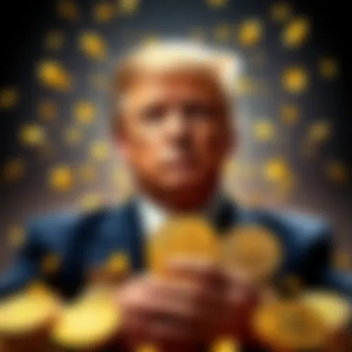 Visual representation of President Trump with crypto coins symbolizing his investments exceeding $1 billion