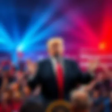 Trump speaking about crypto President Trump giving a speech about protecting cryptocurrency from regulations, with an enthusiastic crowd behind him.