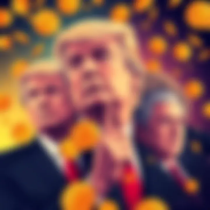 Illustration showing the Trump family with Bitcoin symbols and dollar signs, highlighting their $1.2 billion fortune from Memecoin sales.