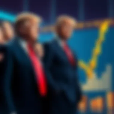 Trump Family Crypto Earnings The Trump family standing next to a chart showing rising crypto profits while investors look concerned in the background.
