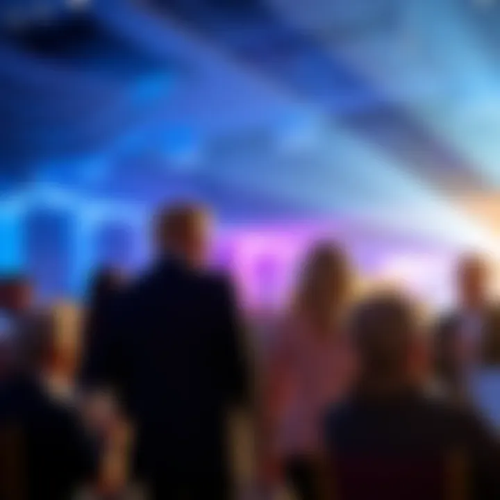 A glimpse of the Trump family hosting a cryptocurrency event, with attendees discussing crypto trends and innovations.