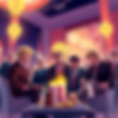 Illustration of the Trump family discussing cryptocurrency with concerned investors in the background