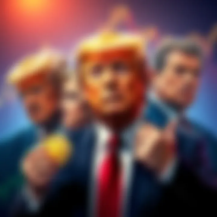A visual representation of the Trump family with a backdrop of rising cryptocurrency charts