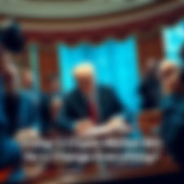 President Trump signing a bill related to cryptocurrency, surrounded by advisors and media