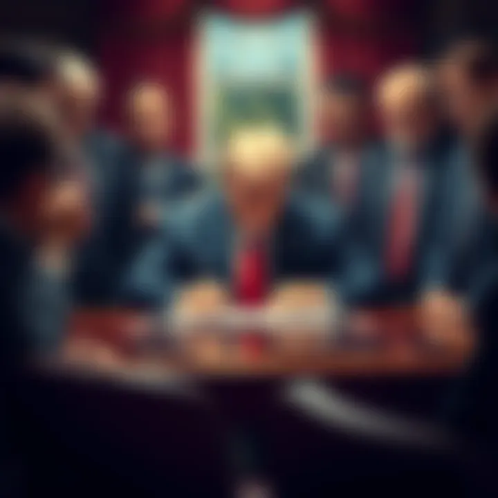 President Trump signing a cryptocurrency market structure bill surrounded by advisors