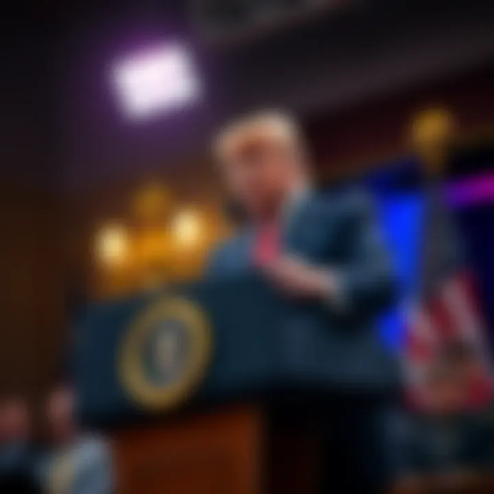 President Trump delivers a speech urging GOP support for crypto regulations during Crypto Week