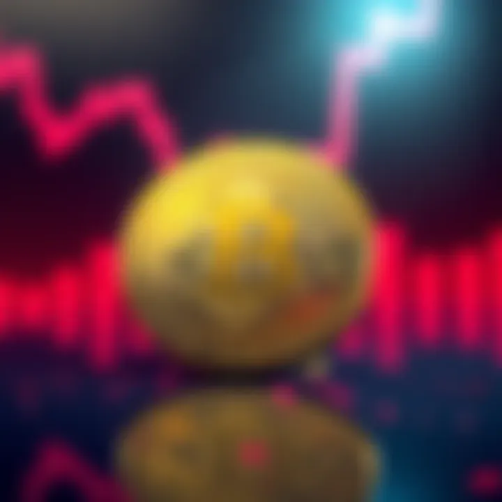 A visual representation of a cryptocurrency coin linked to Trump, showing signs of instability with a downward graph in the background.