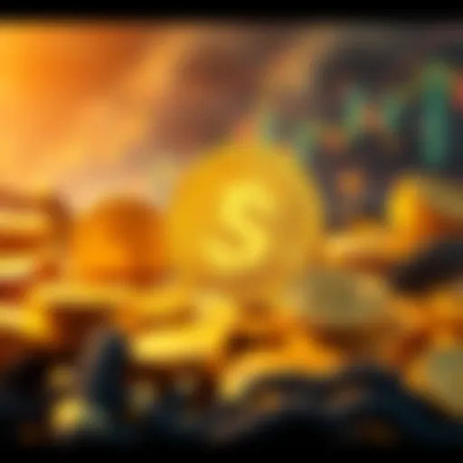 A visual representation of Trump's stablecoin linked to Tether Gold, featuring symbols for USD and gold coins intertwined with digital currency elements.