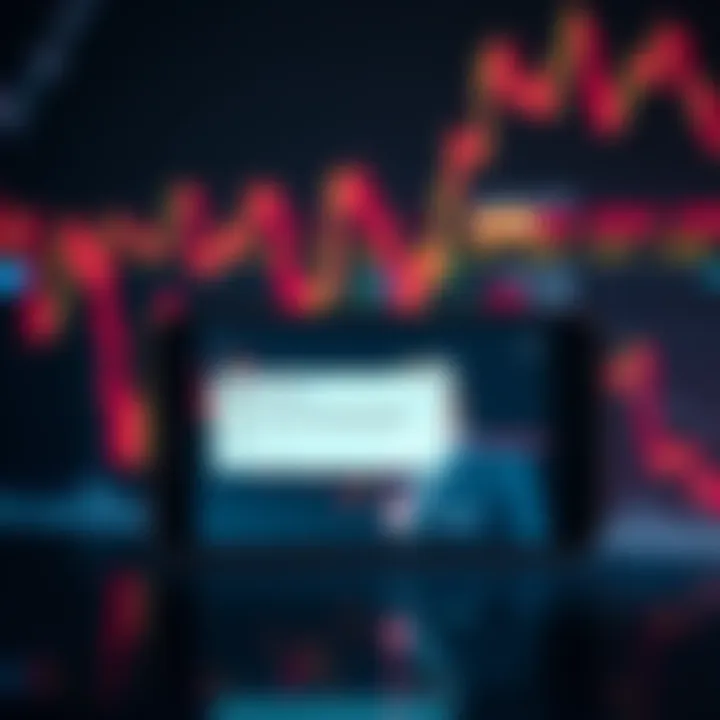 Trump Tweet Impact on Market A smartphone screen displaying a tweet from Donald Trump, with a downward trending stock chart in the background, symbolizing financial market volatility.