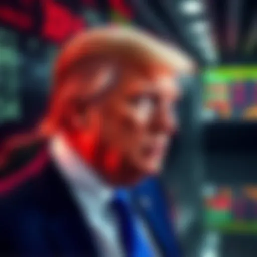 Former President Trump shares tweets to alleviate market fears before Asian market opening, with XRP prices in the background.