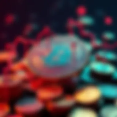 A graphic depicting Trump's cryptocurrency project taking a loan, with tokens in the background signifying the transaction, illustrating the impact on lending.