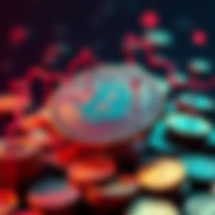 A graphic depicting Trump's cryptocurrency project taking a loan, with tokens in the background signifying the transaction, illustrating the impact on lending.