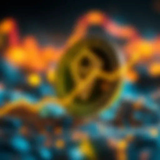 A graphic of the TRX coin with an upward trend line, symbolizing growth in the cryptocurrency market.