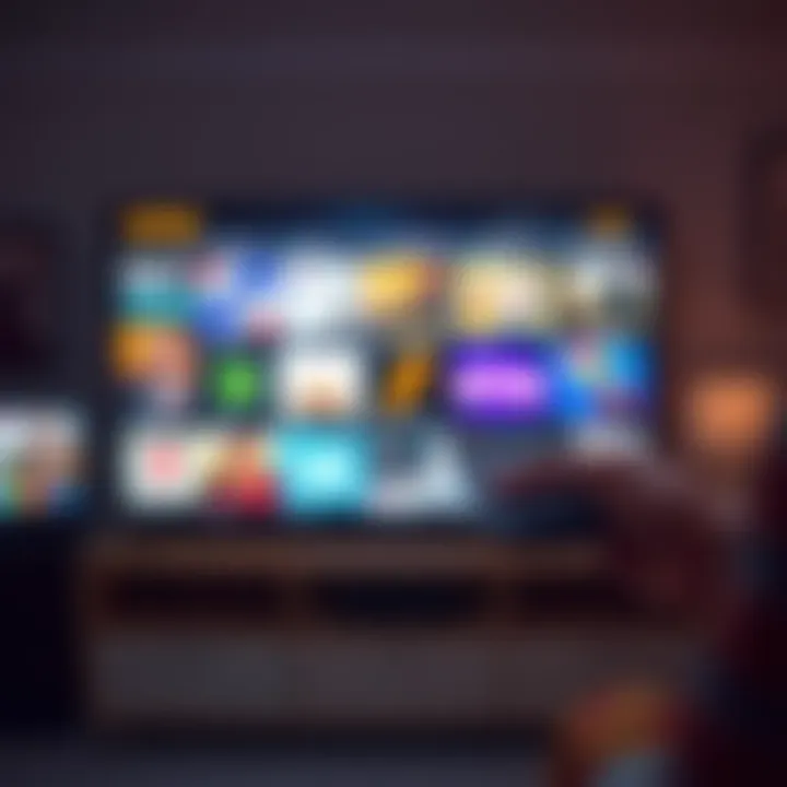 TV Remote with Commercials A person holding a TV remote, looking at a screen displaying various advertisements, questioning the influence of targeted ads on viewing habits.