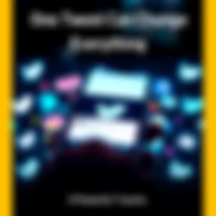 A close-up of a smartphone screen displaying a tweet, surrounded by social media icons representing its impact.