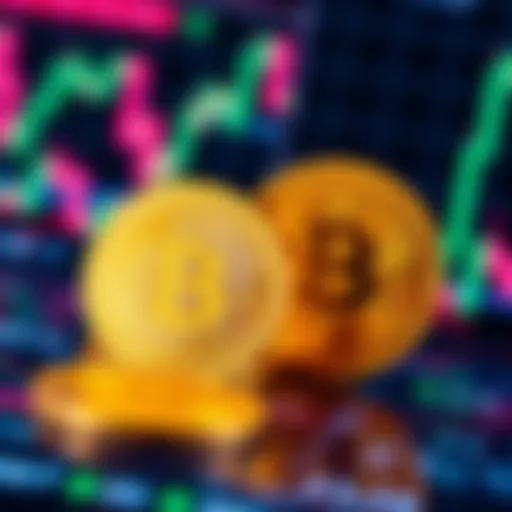 Close-up of two cryptocurrency coins placed on a digital chart background, showcasing the buzz in the crypto community