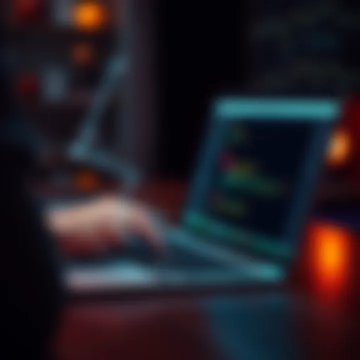 A person typing their seed phrase on a Macbook, looking concerned about security risks.